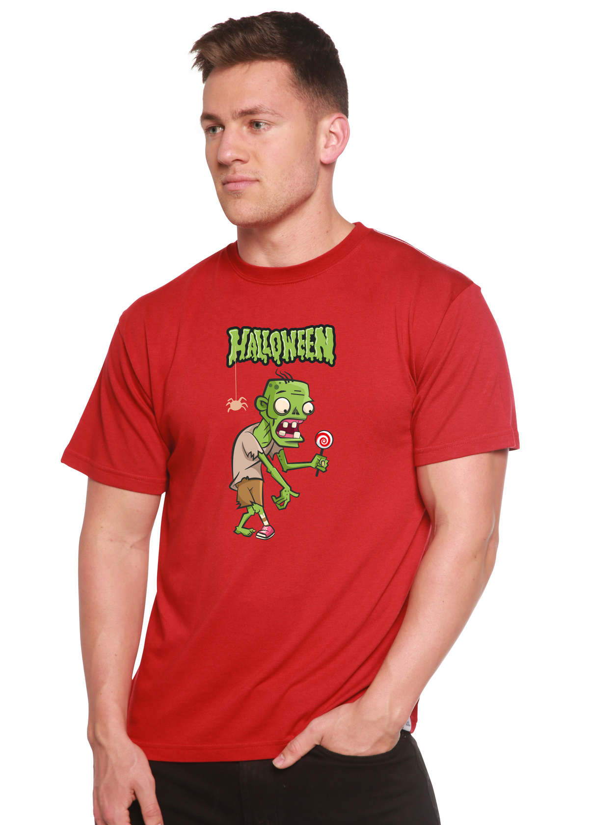 Halloween Green Monster Unisex Bamboo Viscose/Organic Cotton Short Sleeve Graphic T-Shirt