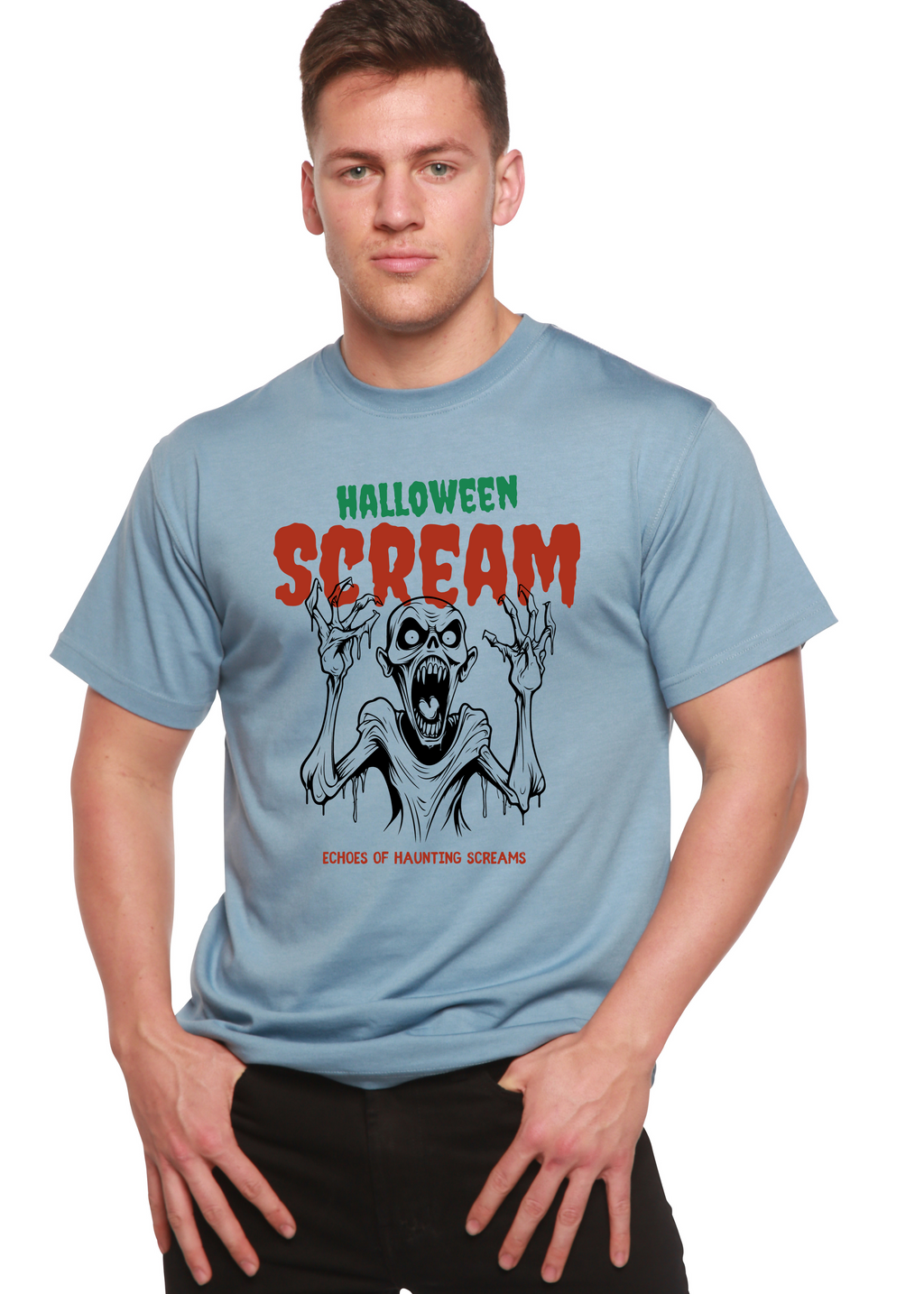 Halloween Scream Men's Bamboo Viscose/Organic Cotton Short Sleeve Graphic T-Shirt