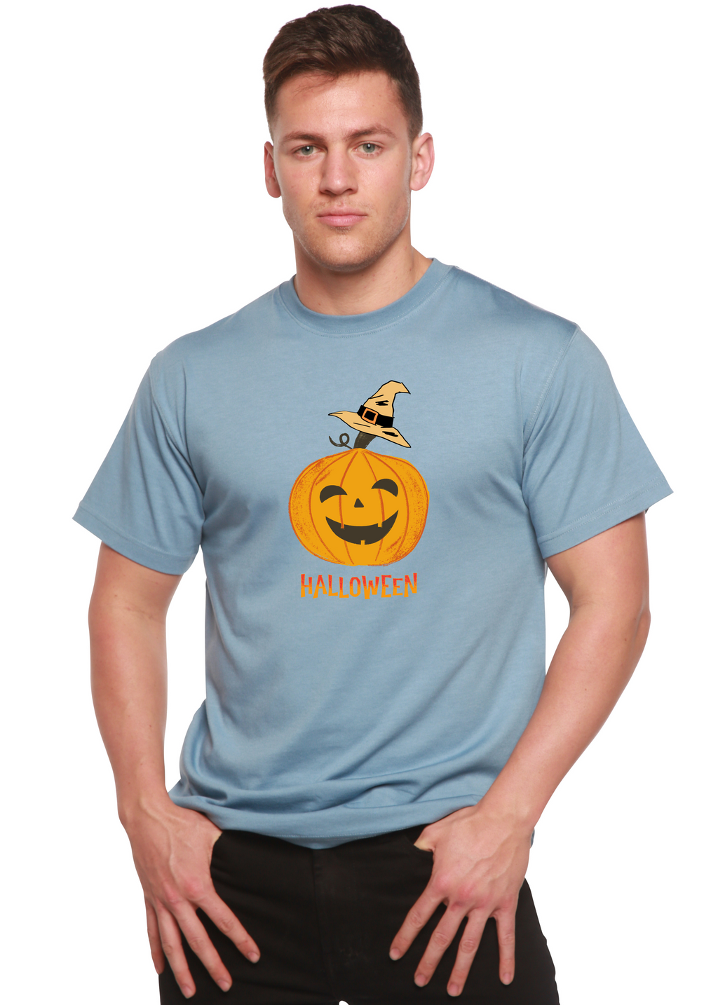 Halloween Pumpkin Unisex Bamboo Viscose/Organic Cotton Short Sleeve Graphic T-Shirt