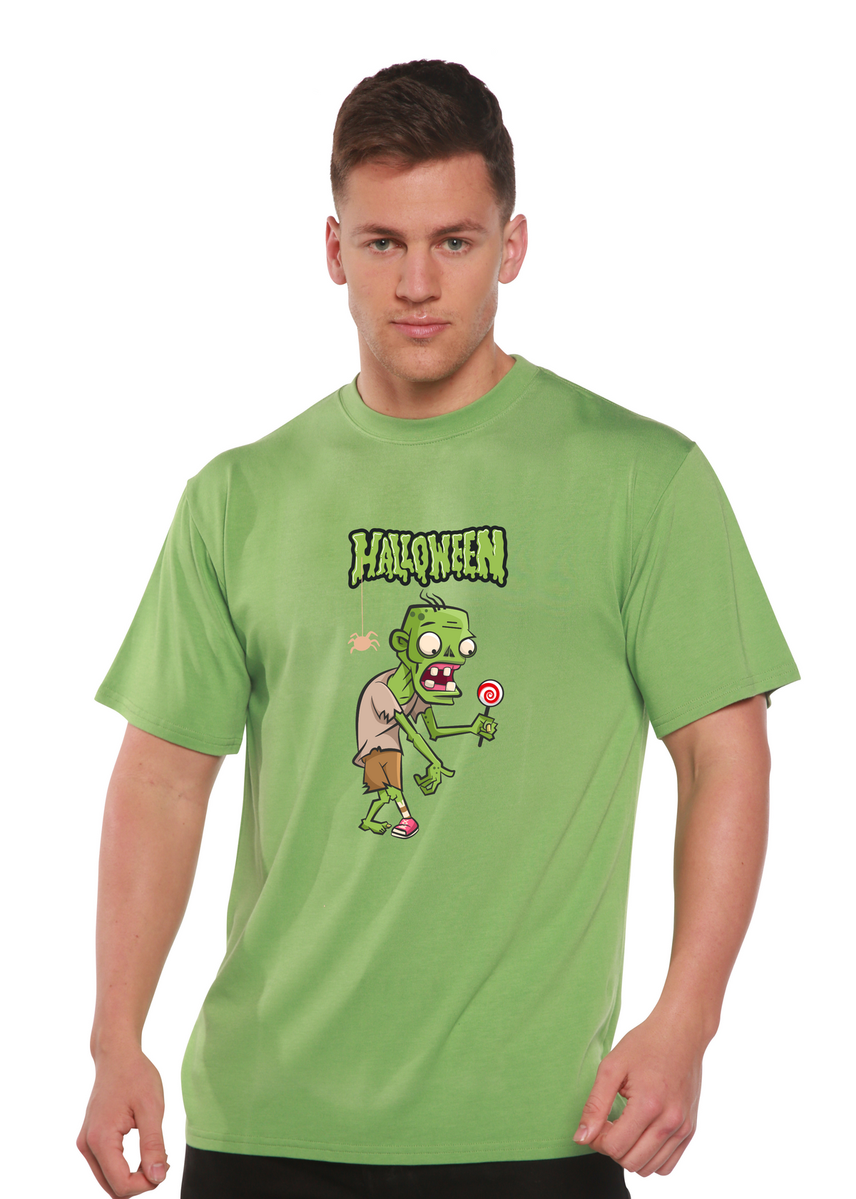 Halloween Green Monster Unisex Bamboo Viscose/Organic Cotton Short Sleeve Graphic T-Shirt