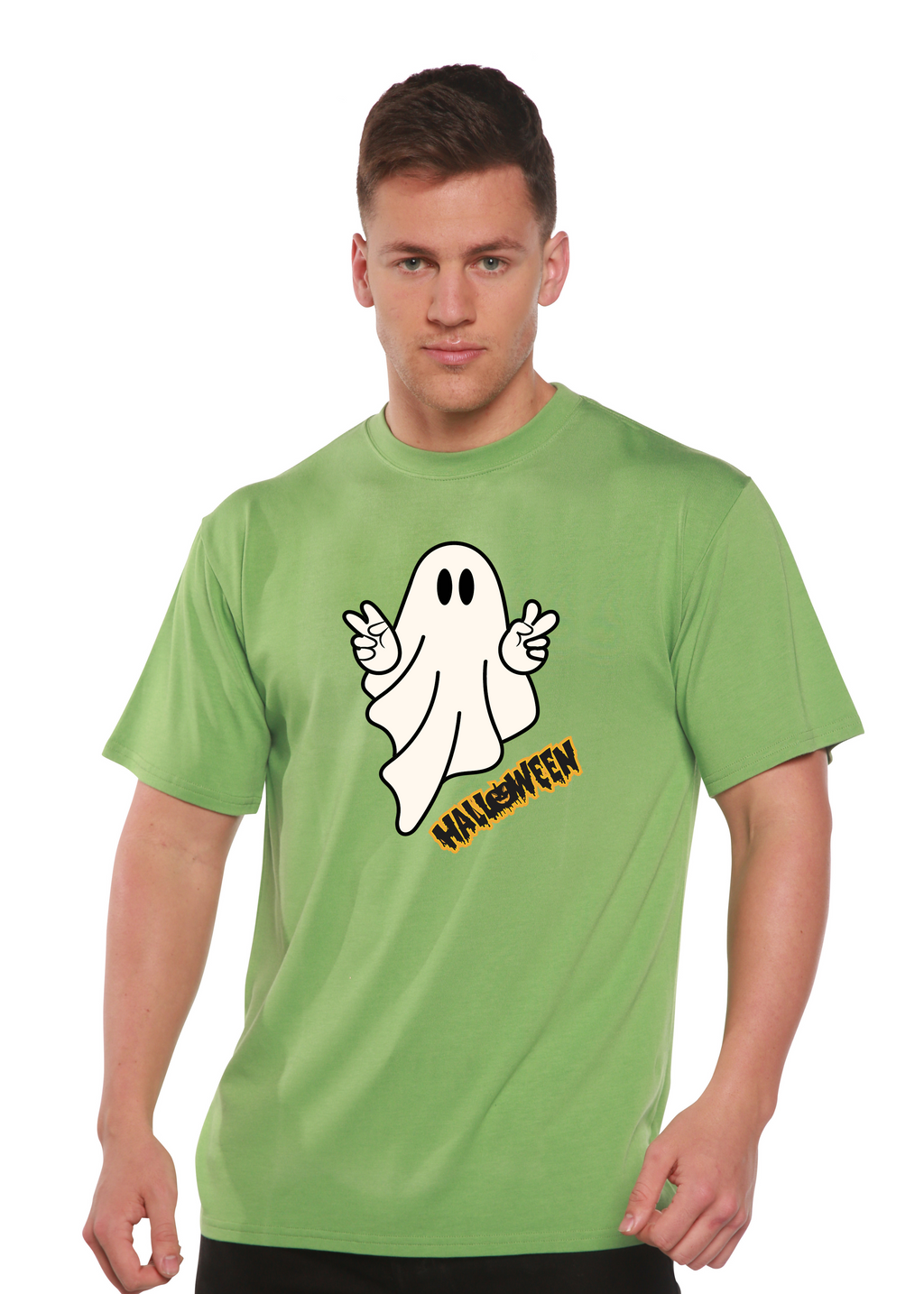 Halloween Ghost Unisex Bamboo Viscose/Organic Cotton Short Sleeve Graphic T-Shirt