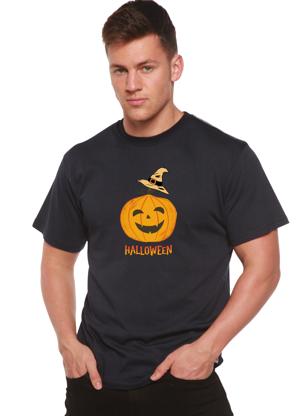 Halloween Pumpkin Unisex Bamboo Viscose/Organic Cotton Short Sleeve Graphic T-Shirt