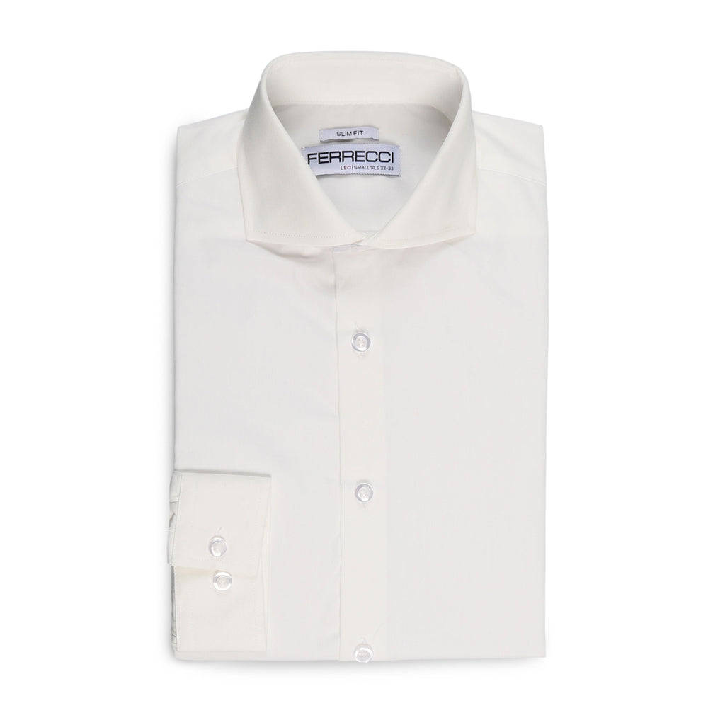 Leo Mens Slim Fit Snow White Dress Shirt