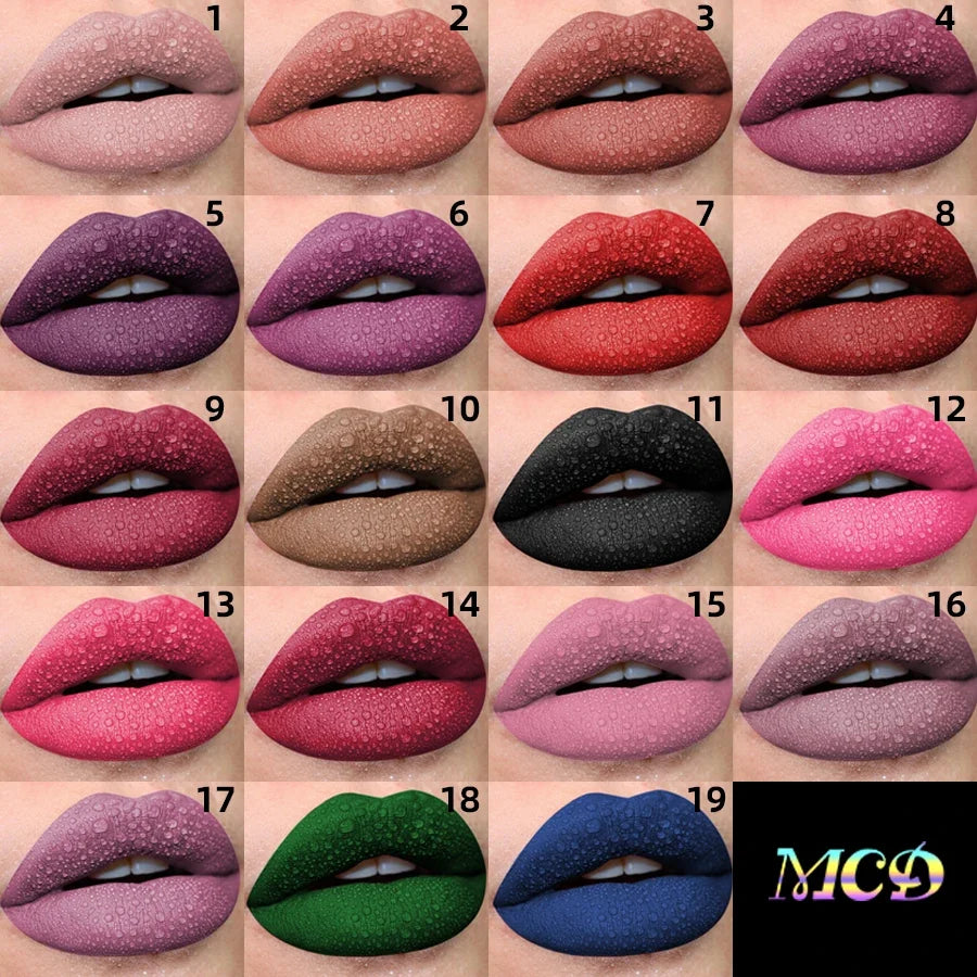 Matte Velvet Lip Gloss - Waterproof Liquid Lipstick (19 Colors)