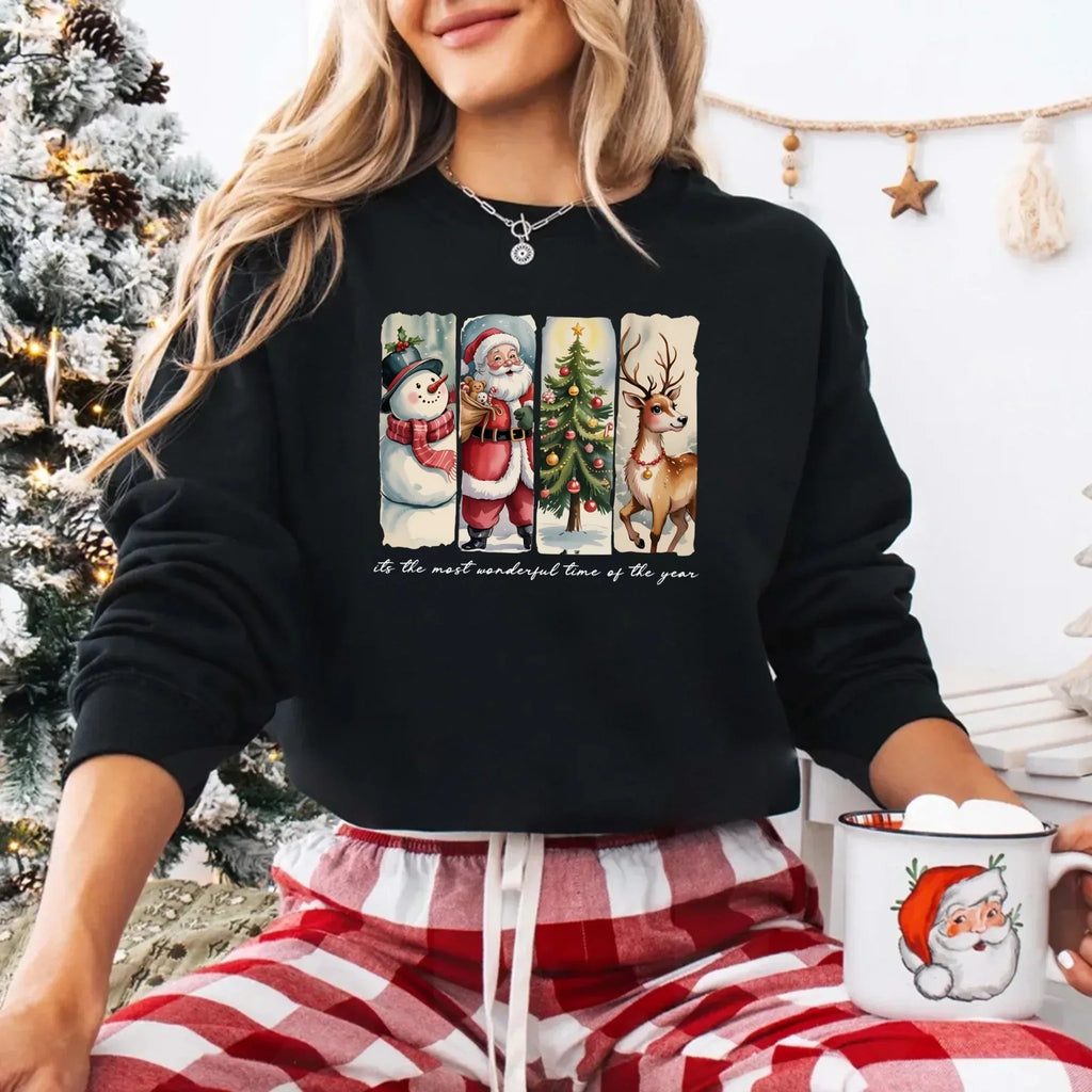 Vintage Santa Sweatshirt Wonderful Time Christmas Crewneck